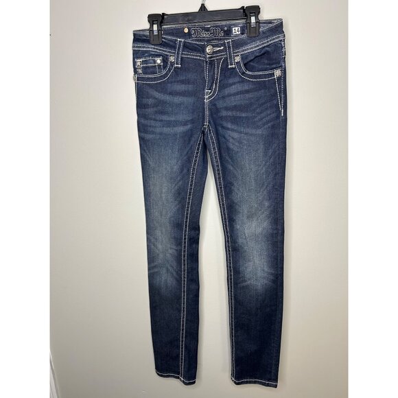 Miss Me KE81875 Signature skinny Jeans with bling and embroidery details. - Picture 1 of 11